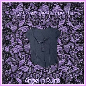 Charcoal Grey Henley Bustier Cropped Top